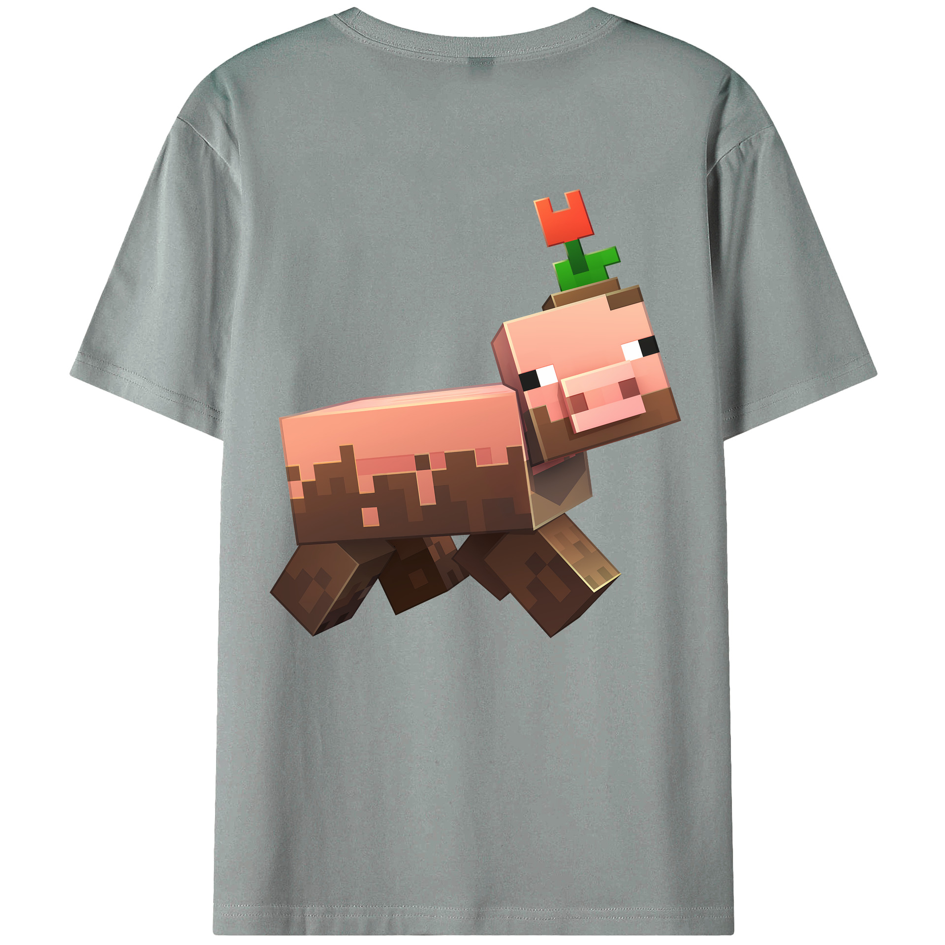 （画像用） マインクラフト ブロックの世界 Minecraft MC Block world 綿100％ メンズ半袖Tシャツ（バックプリント） 通気性